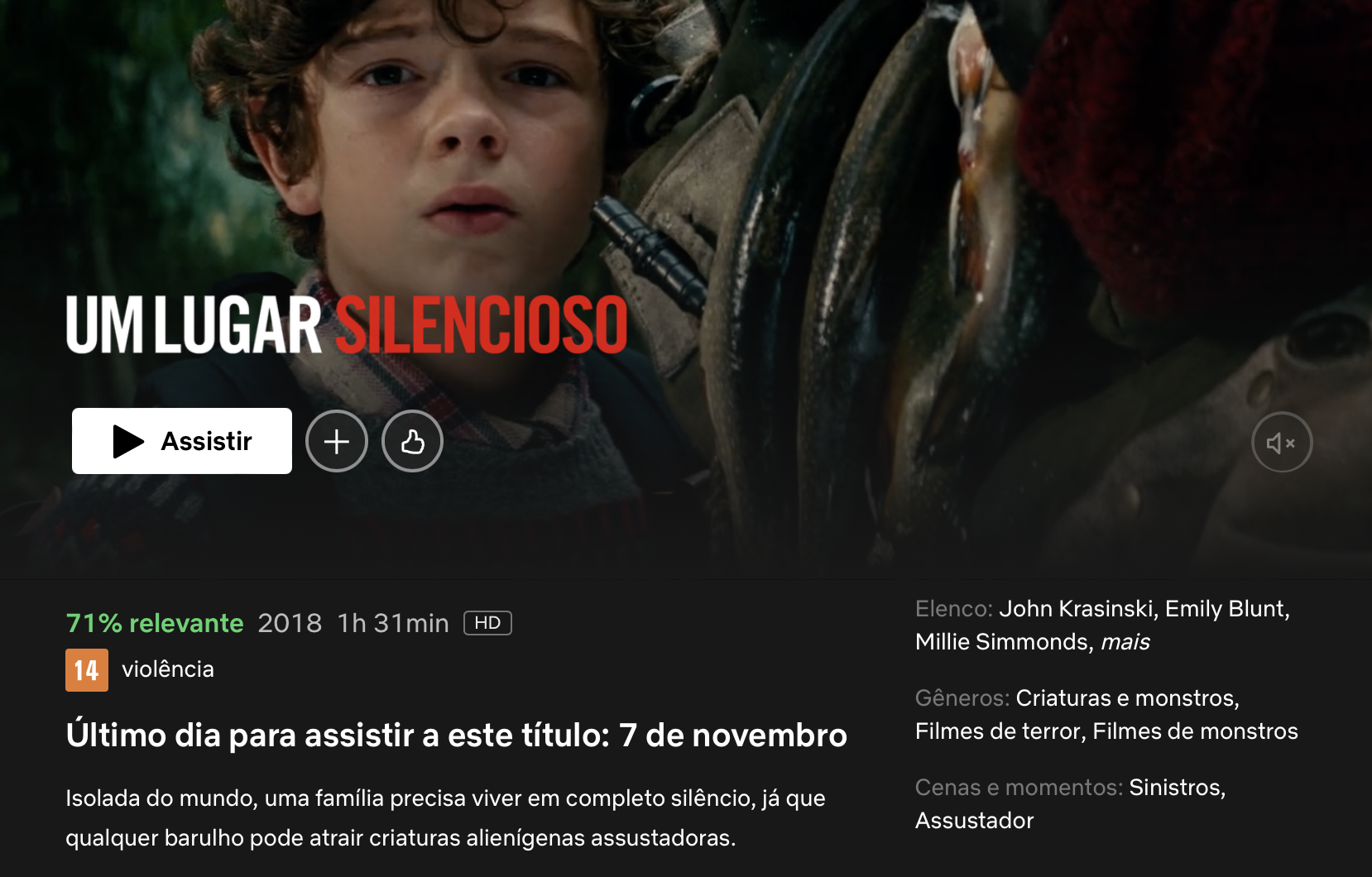 filme de sobrevivência na netflix: Um Lugar Silencioso