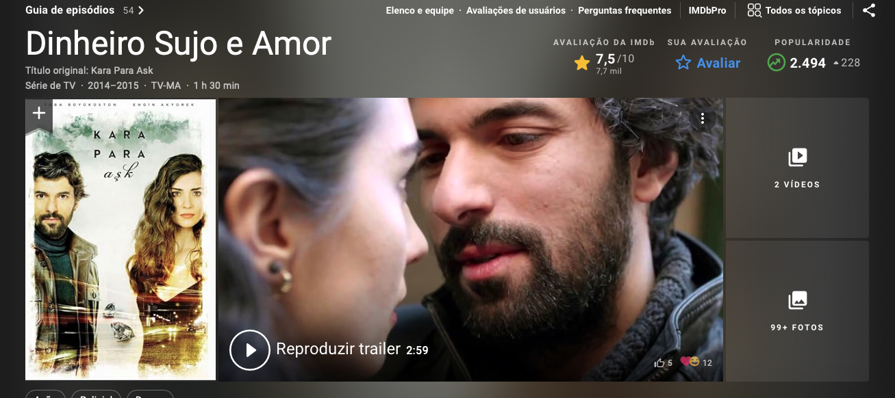 Dinheiro Sujo e Amor, série turca de romance da Netflix